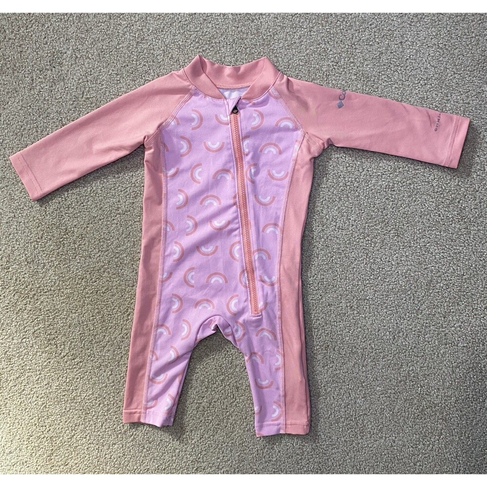 Columbia Infant Sandy Shores II Sunsuit Rainbow Pink Long Sleeve UPF 50